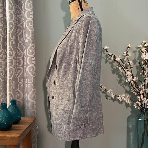 NWT New York & Company-7th Avenue Design Studio Linen Blend 3/4 Sleeve Blazer - Picture 4 of 13
